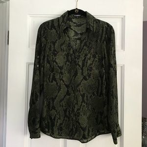 Express Snake Skin Patterned Portofino Shirt